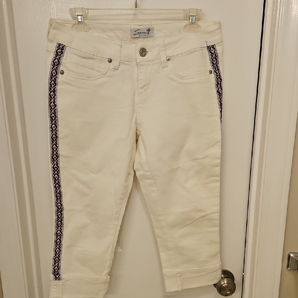 Seven7 White Jeans with Side Design
